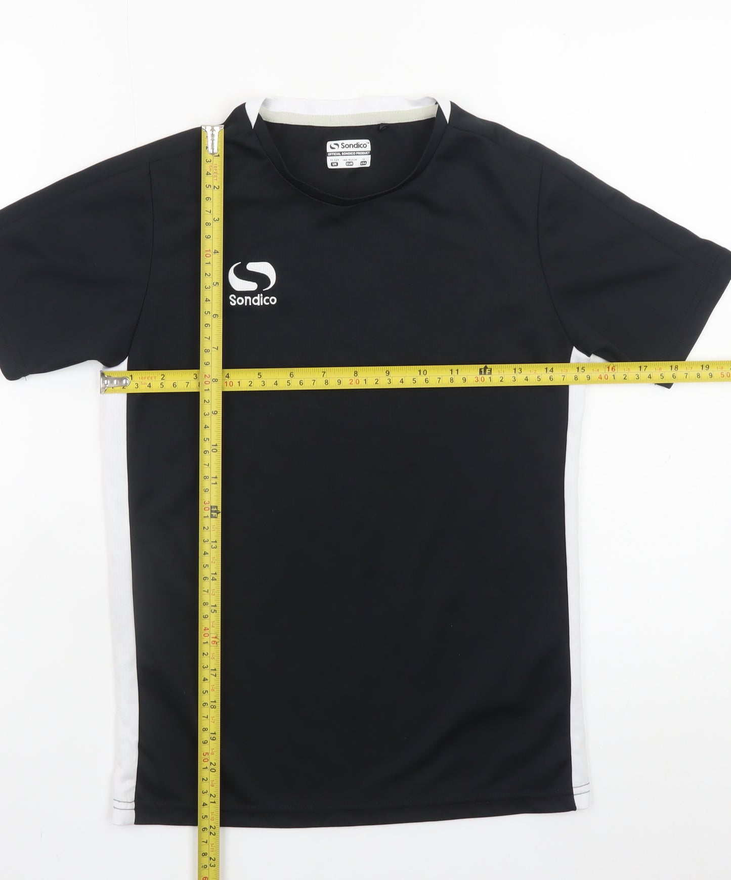 Sondico Boys Black Sports T-Shirt 11-12 Years Short Sleeve Activewear Top