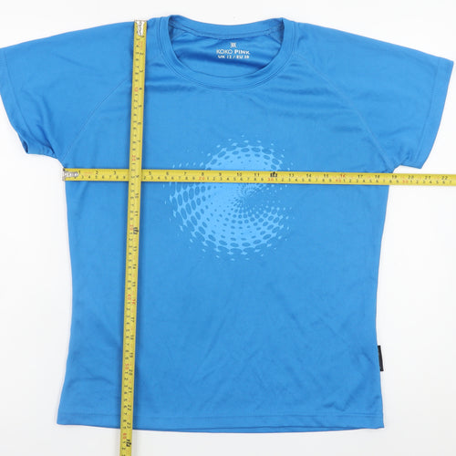 Koko Pink Womens Blue Short Sleeve Polyester Basic T-Shirt UK 12