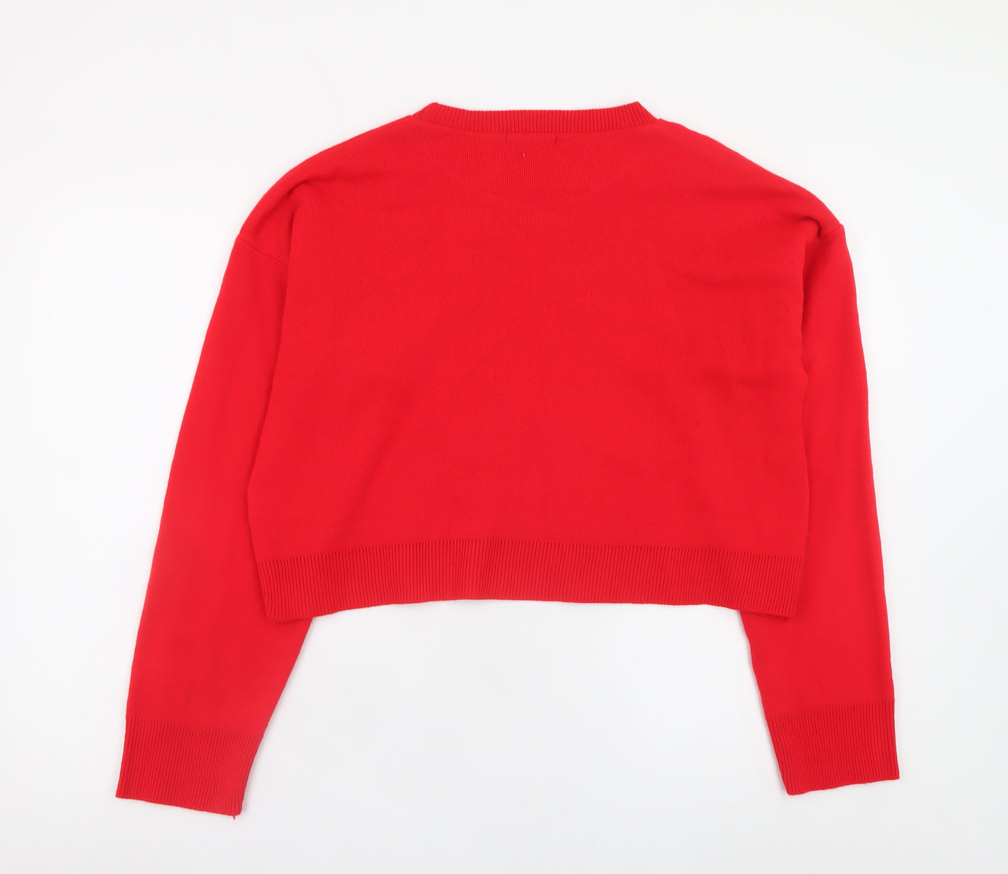 Boohoo Women Red Knit Pullover Jumper L Hot Girl Winter