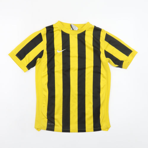 Nike Boys Yellow Black Dri-Fit Striped Sports T-Shirt 10-12 Years