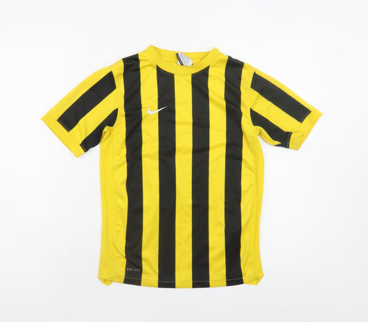 Nike Boys Yellow Black Dri-Fit Striped Sports T-Shirt 10-12 Years