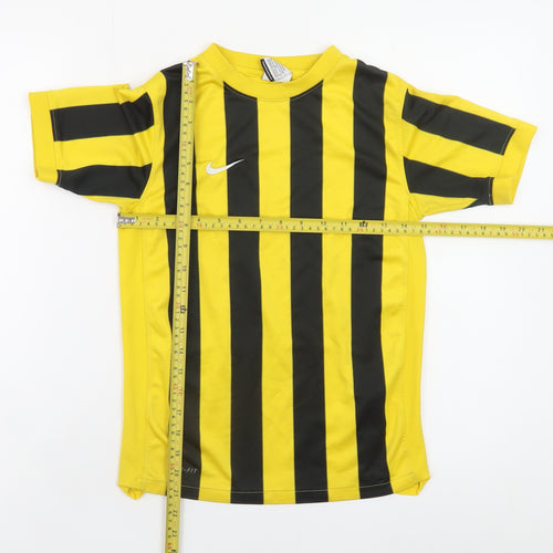Nike Boys Yellow Black Dri-Fit Striped Sports T-Shirt 10-12 Years