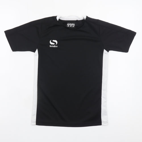 Sondico Boys Black Sports T-Shirt 9-10 Years Short Sleeve Polyester