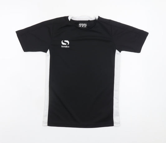 Sondico Boys Black Sports T-Shirt 9-10 Years Short Sleeve Polyester