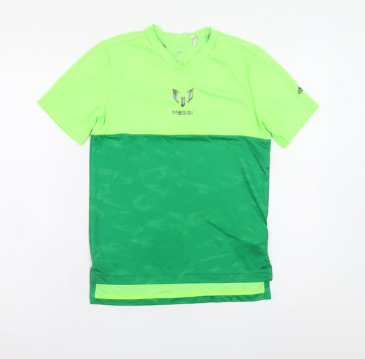Adidas Boys Green Messi Climalite Sports T-Shirt 11-12 Years