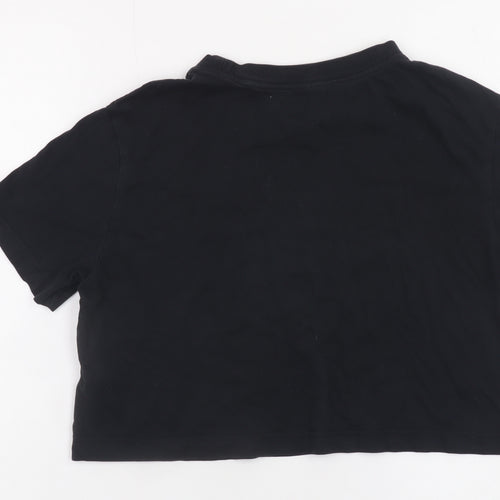 Nike Women Black Cropped T-Shirt XS Loose Fit Cotton