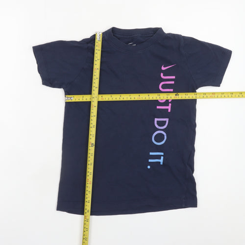 Nike Girls Navy Blue Just Do It Short Sleeve Cotton T-Shirt Size S 128-137cm