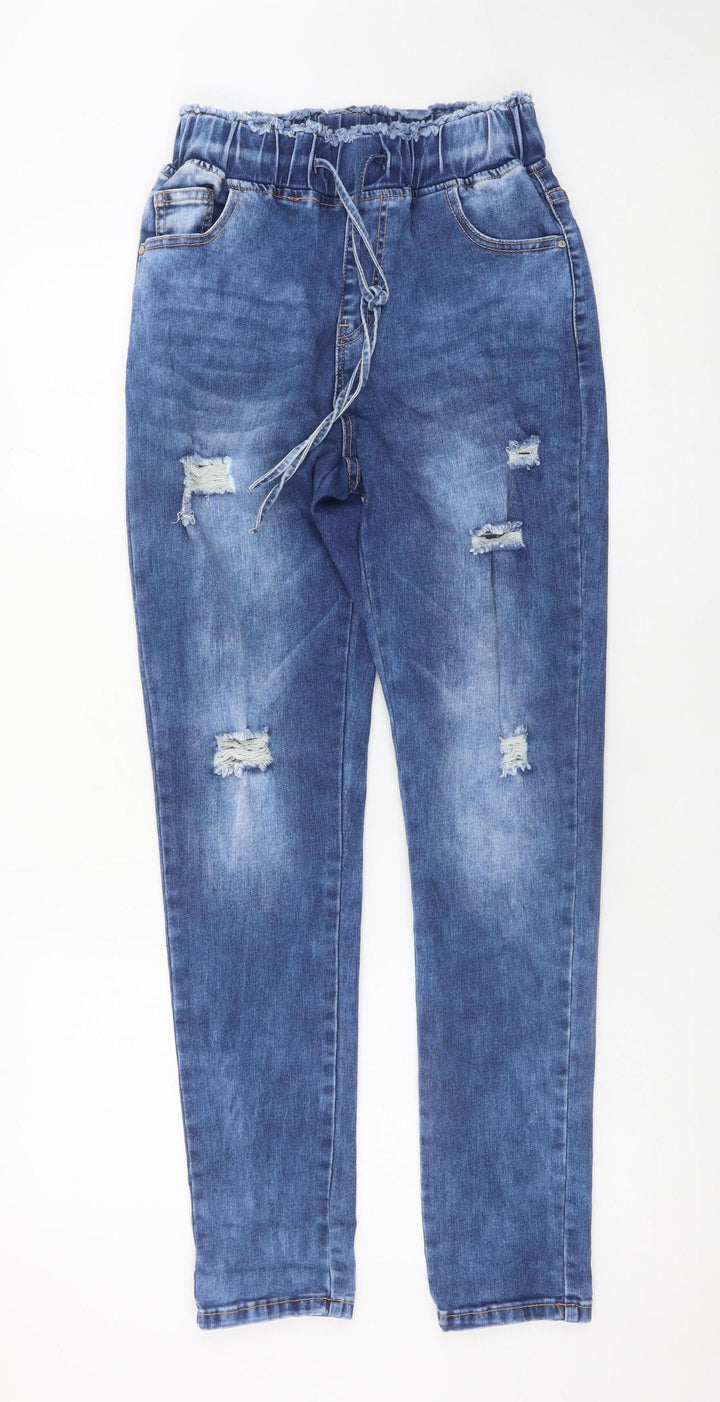 The Casual Company Girls Blue Ripped Boyfriend Jeans Size 12 Years