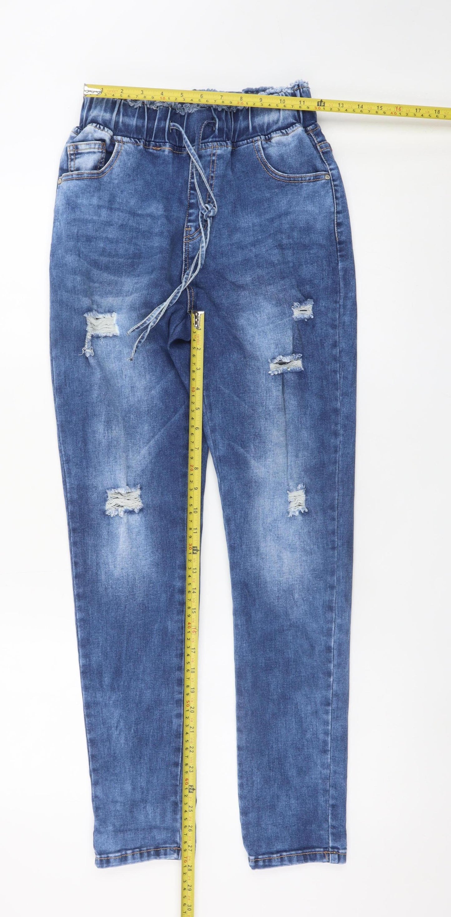 The Casual Company Girls Blue Ripped Boyfriend Jeans Size 12 Years