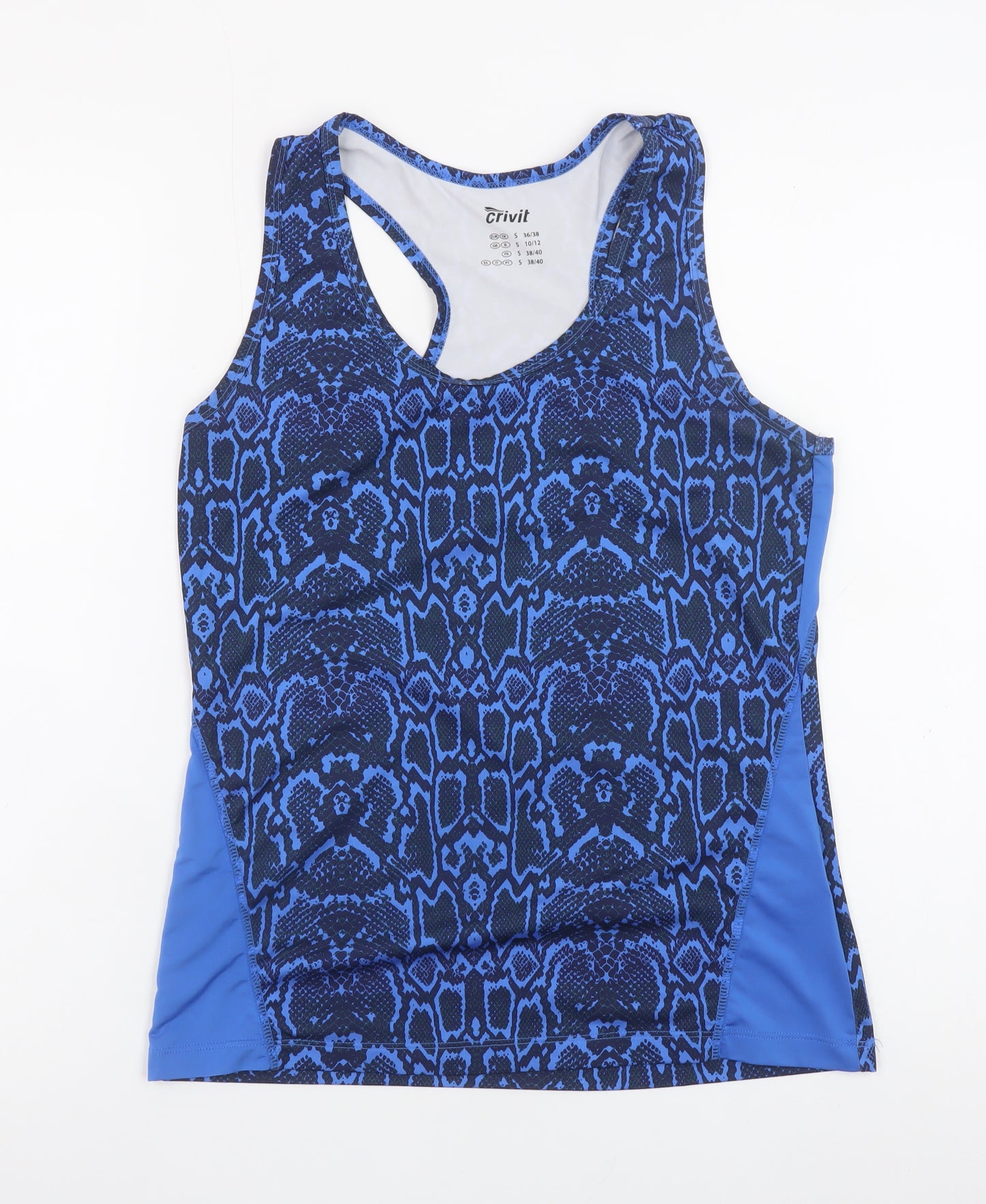 Crivit Women's Blue Snake Print Tank Top Size S 10/12 Polyester Blend