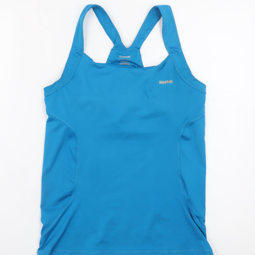 Reebok Womens Blue Racerback Tank Top L Sports Moisture Wicking