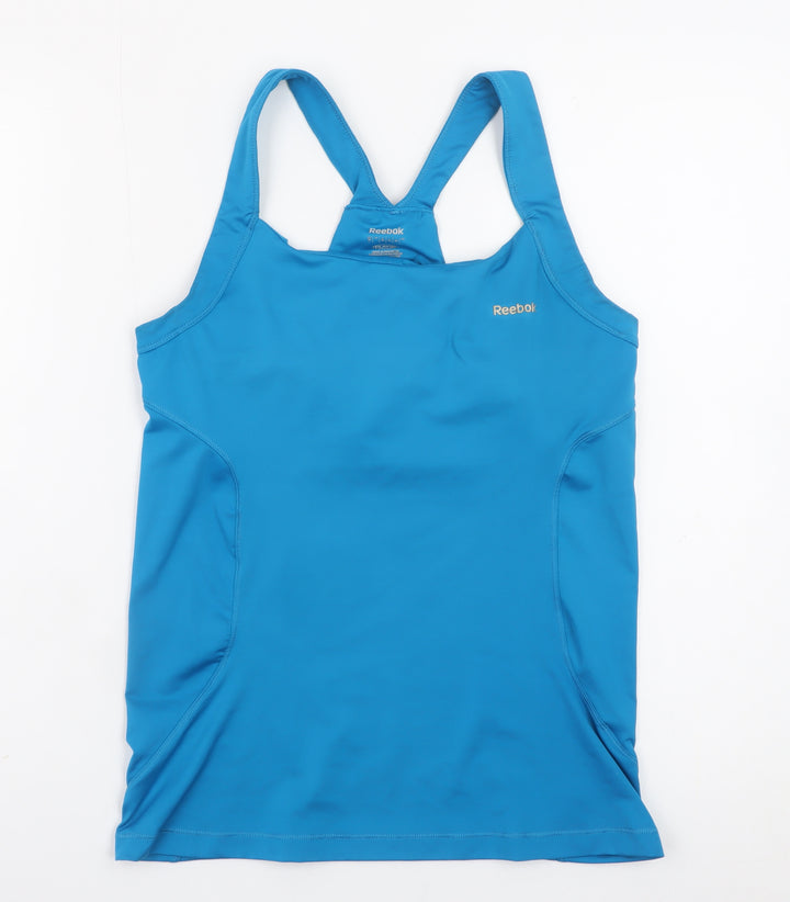 Reebok Womens Blue Racerback Tank Top L Sports Moisture Wicking