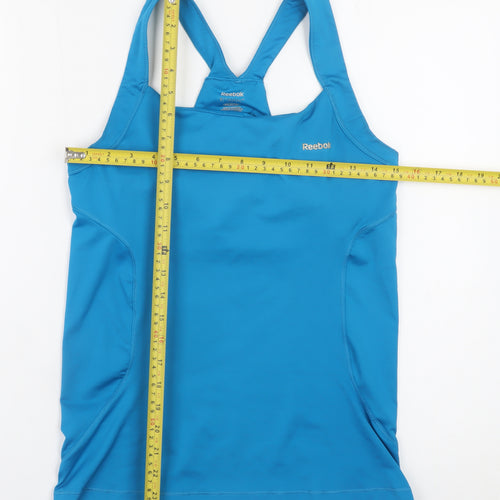 Reebok Womens Blue Racerback Tank Top L Sports Moisture Wicking