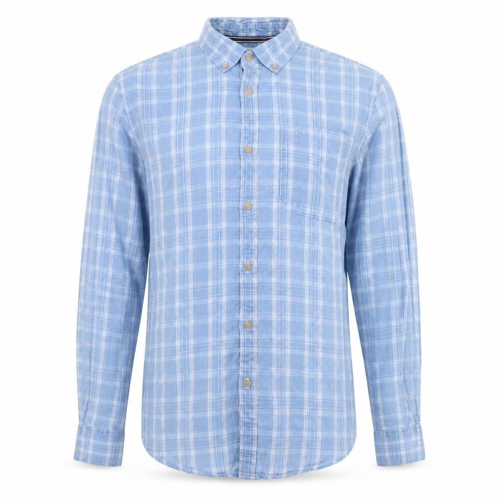 Original Penguin Men's Blue Check Cotton Long Sleeve Button-Up Shirt M