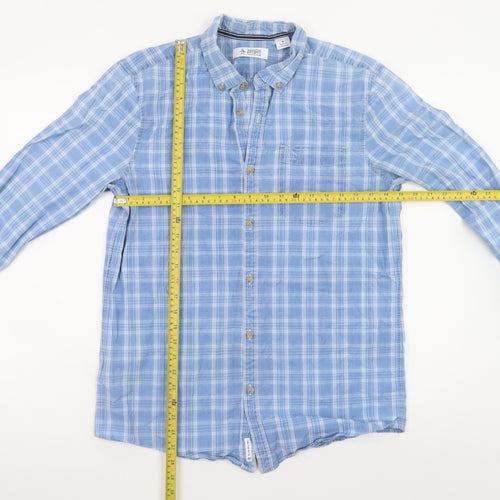 Original Penguin Men's Blue Check Cotton Long Sleeve Button-Up Shirt M