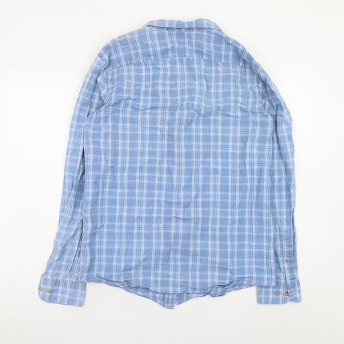Original Penguin Men's Blue Check Cotton Long Sleeve Button-Up Shirt M