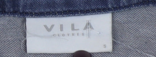 Vila Womens Blue Denim Long Sleeve Button-Up Shirt Size S
