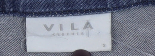 Vila Womens Blue Denim Long Sleeve Button-Up Shirt Size S