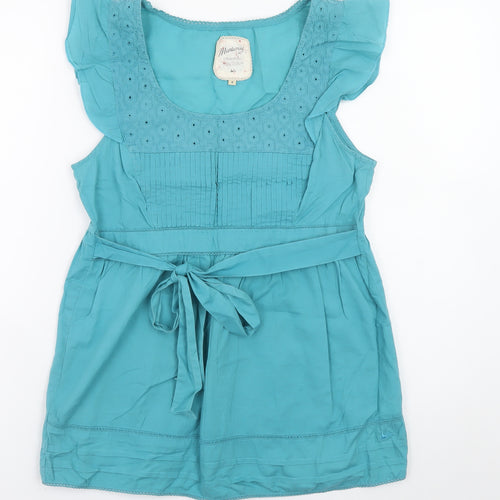 Mantaray Women's Blue Cotton Fit & Flare Summer Dress Size 8