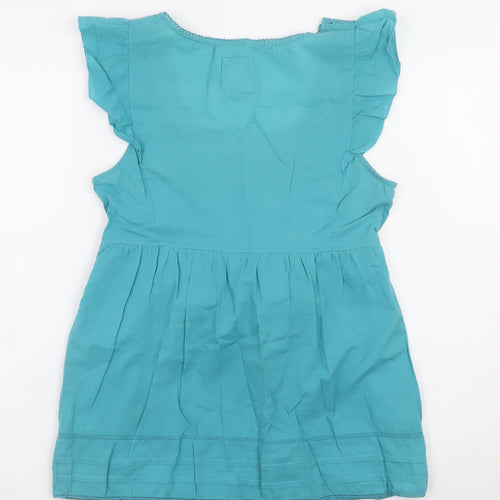 Mantaray Women's Blue Cotton Fit & Flare Summer Dress Size 8