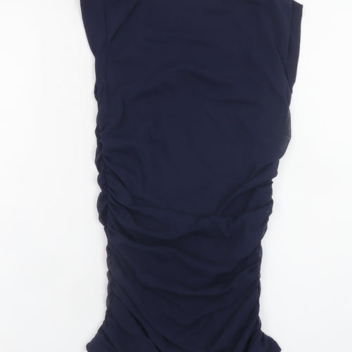 Mexx Women Blue XS Bodycon Ruched Sleeveless Jersey Dress