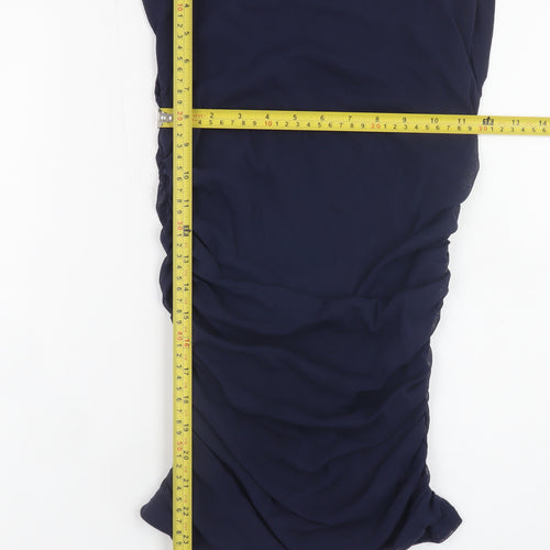Mexx Women Blue XS Bodycon Ruched Sleeveless Jersey Dress