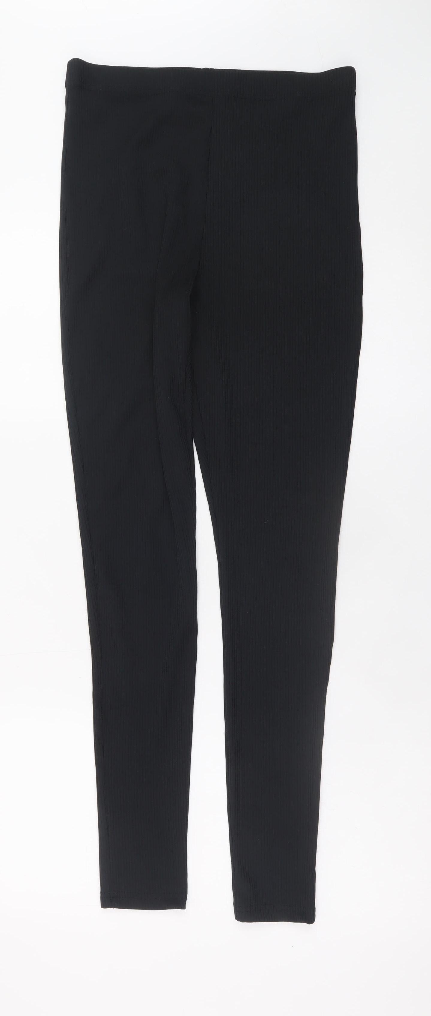 Topshop Women Black Size 12 Ankle Length Stretch Leggings