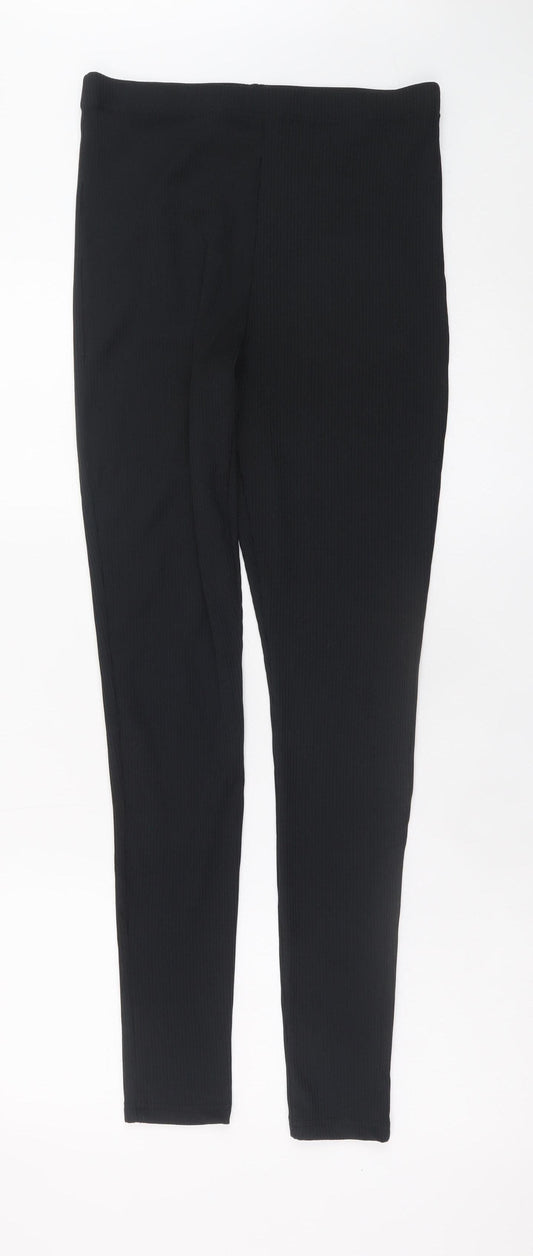 Topshop Women Black Size 12 Ankle Length Stretch Leggings