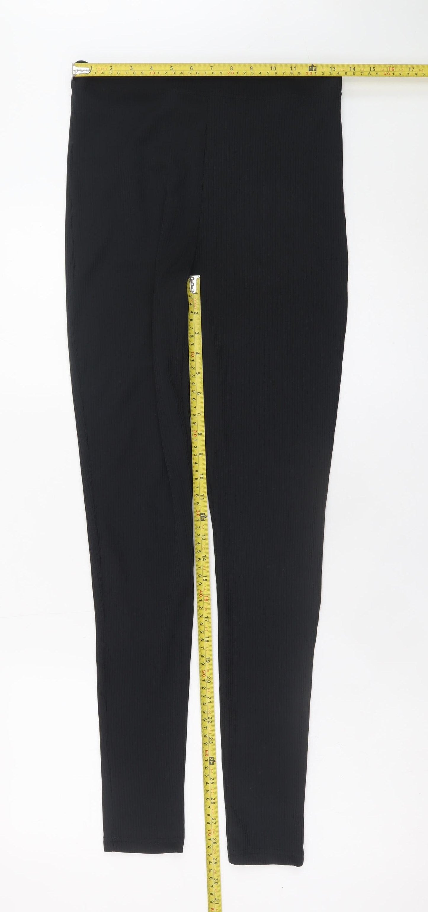 Topshop Women Black Size 12 Ankle Length Stretch Leggings
