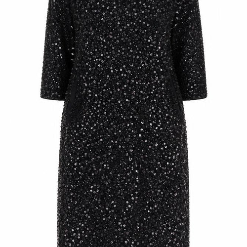 NOOSNOW Women's Black Sequin Sheath Knee Length Party Dress Size 16