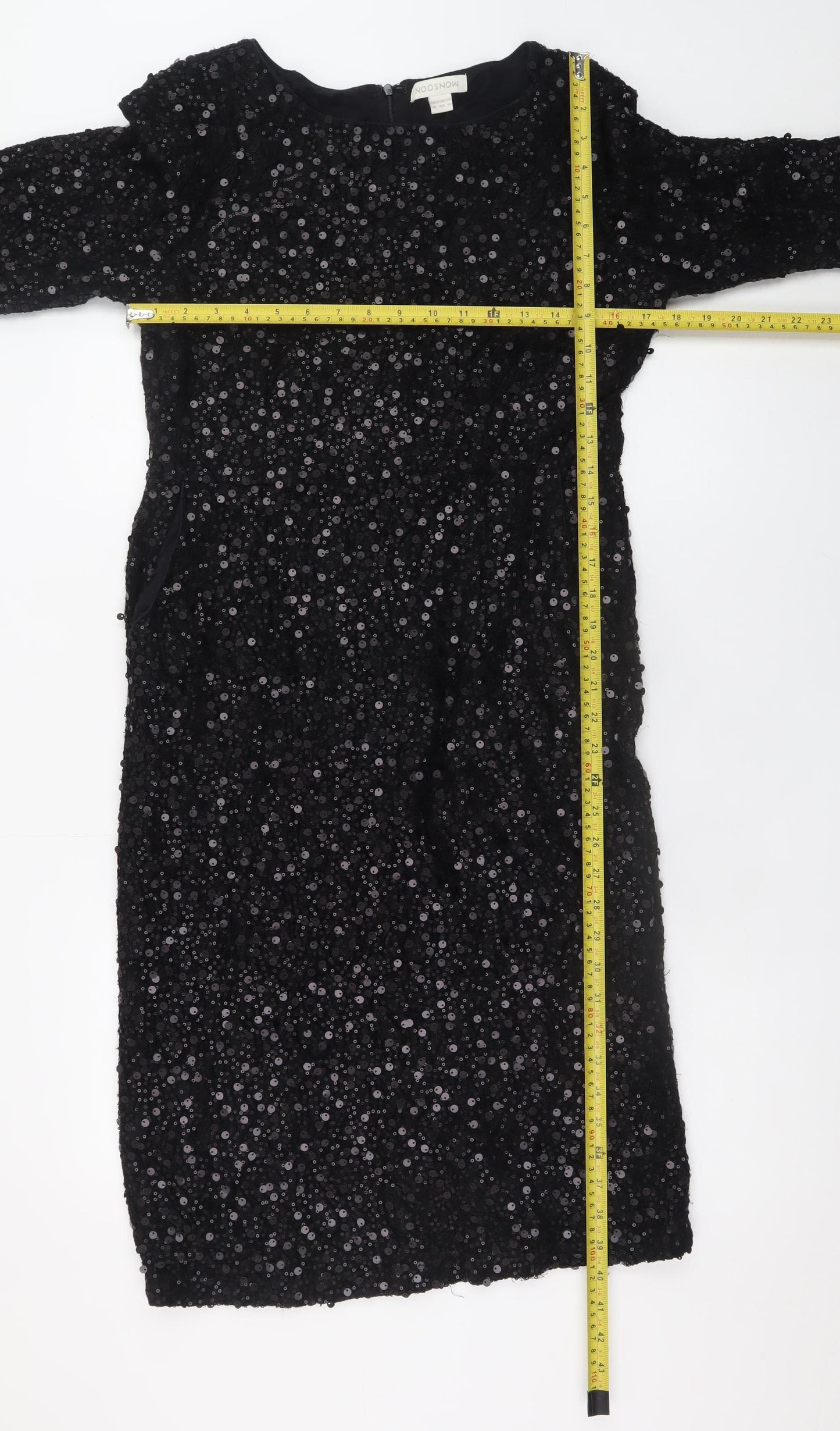NOOSNOW Women's Black Sequin Sheath Knee Length Party Dress Size 16