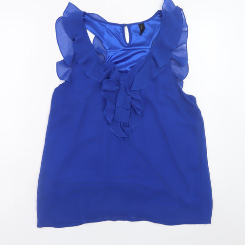 Vero Moda Women's Blue Ruffle Sleeveless Chiffon Blouse Size M
