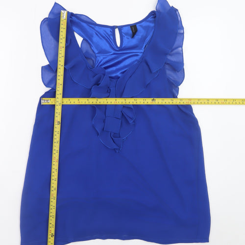 Vero Moda Women's Blue Ruffle Sleeveless Chiffon Blouse Size M