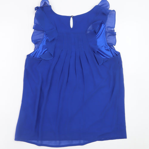 Vero Moda Women's Blue Ruffle Sleeveless Chiffon Blouse Size M