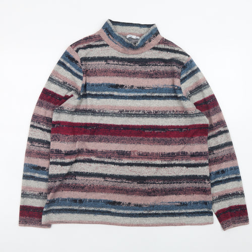 Tea Lane Women’s Multicoloured Striped Mock Neck Long Sleeve Top XL