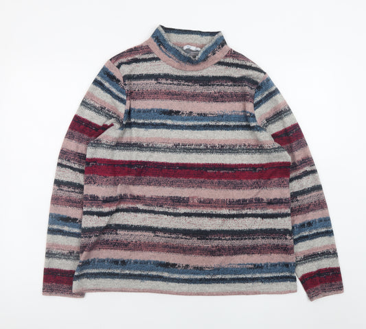 Tea Lane Women’s Multicoloured Striped Mock Neck Long Sleeve Top XL