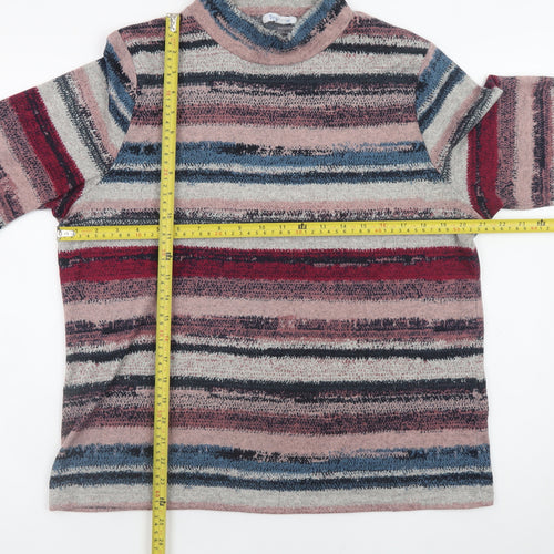 Tea Lane Women’s Multicoloured Striped Mock Neck Long Sleeve Top XL