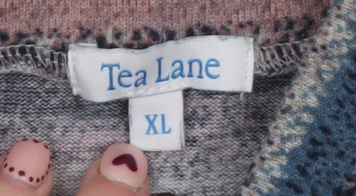 Tea Lane Women’s Multicoloured Striped Mock Neck Long Sleeve Top XL