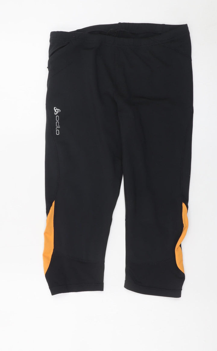 Odlo Womens Black Capri Leggings Medium Stretch Running Trousers
