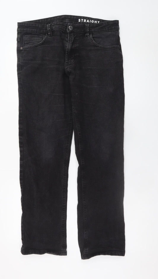 Dunnes Stores Men's Black Straight Jeans 34W 30L Cotton Denim