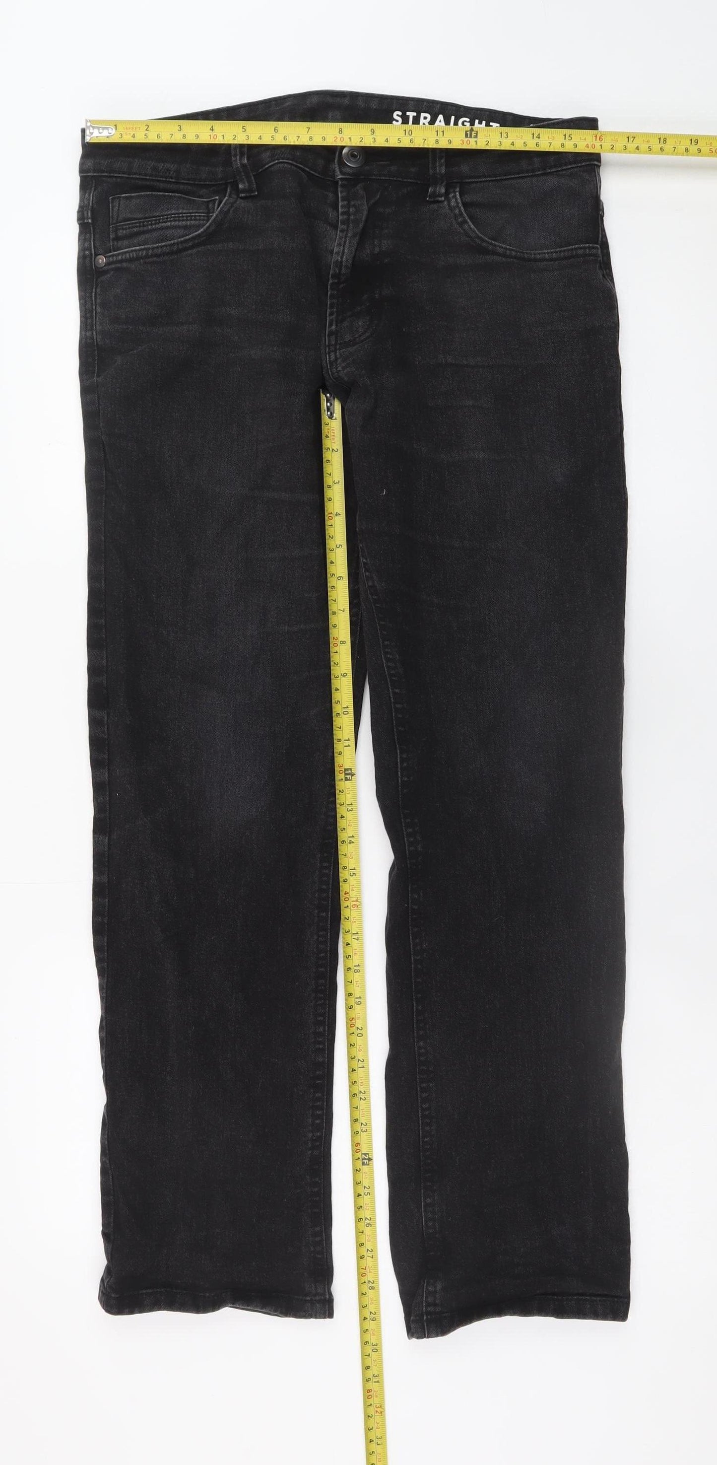 Dunnes Stores Men's Black Straight Jeans 34W 30L Cotton Denim