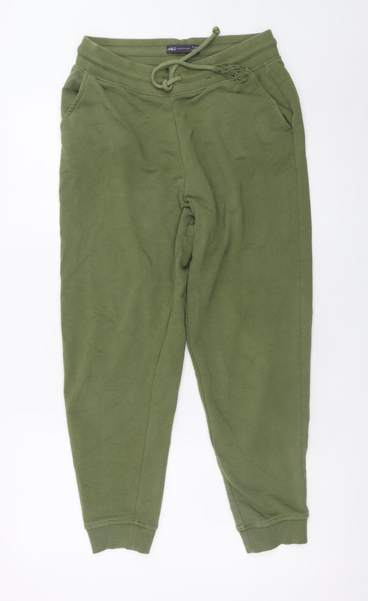 Marks and Spencer Men's Green Jogger Trousers Size M