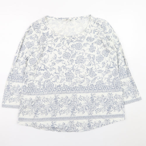 Lucky Brand Women Blue Floral Cotton Tunic Blouse XL
