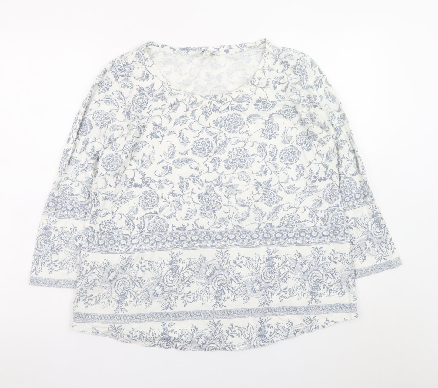 Lucky Brand Women Blue Floral Cotton Tunic Blouse XL
