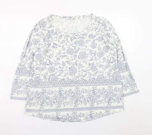 Lucky Brand Women Blue Floral Cotton Tunic Blouse XL