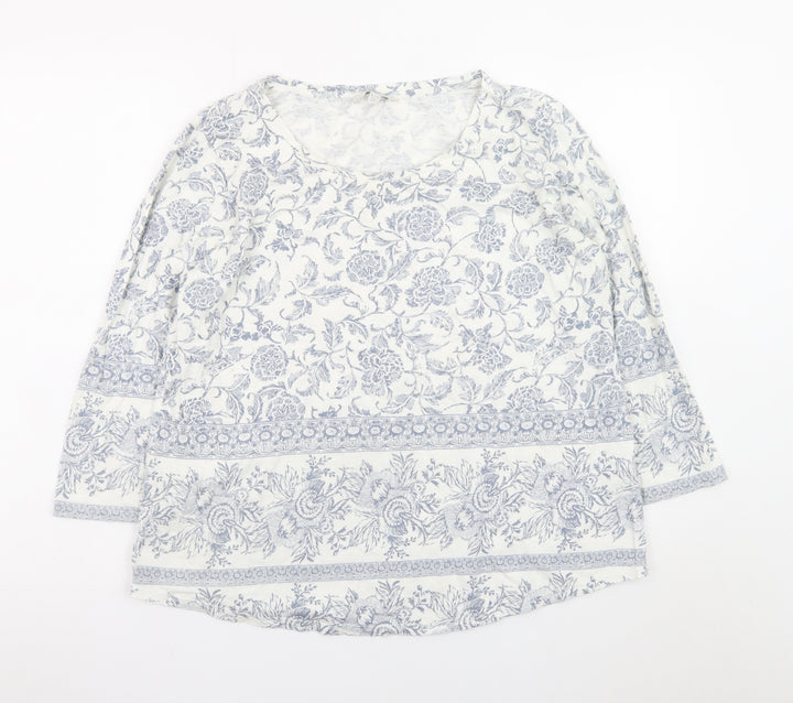 Lucky Brand Women Blue Floral Cotton Tunic Blouse XL