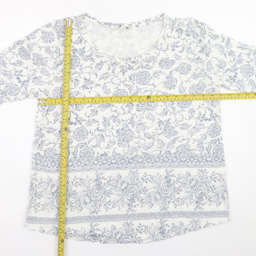 Lucky Brand Women Blue Floral Cotton Tunic Blouse XL