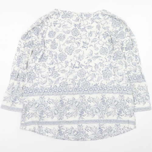 Lucky Brand Women Blue Floral Cotton Tunic Blouse XL