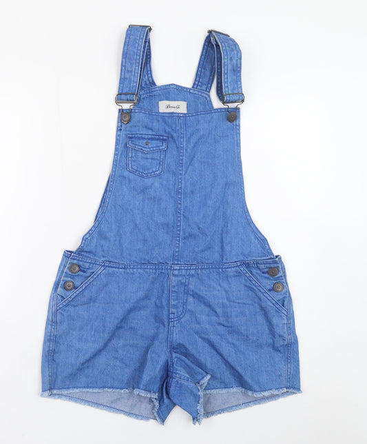 Denim Co Women Blue Cotton Denim Dungaree Shorts UK 10 Casual