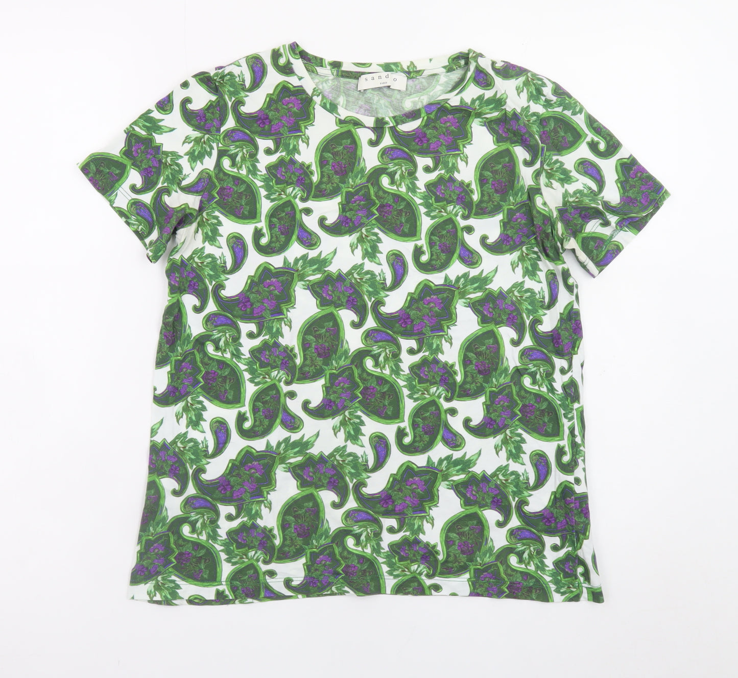 Sandro Women’s Multicoloured Paisley Cotton T-Shirt Size S